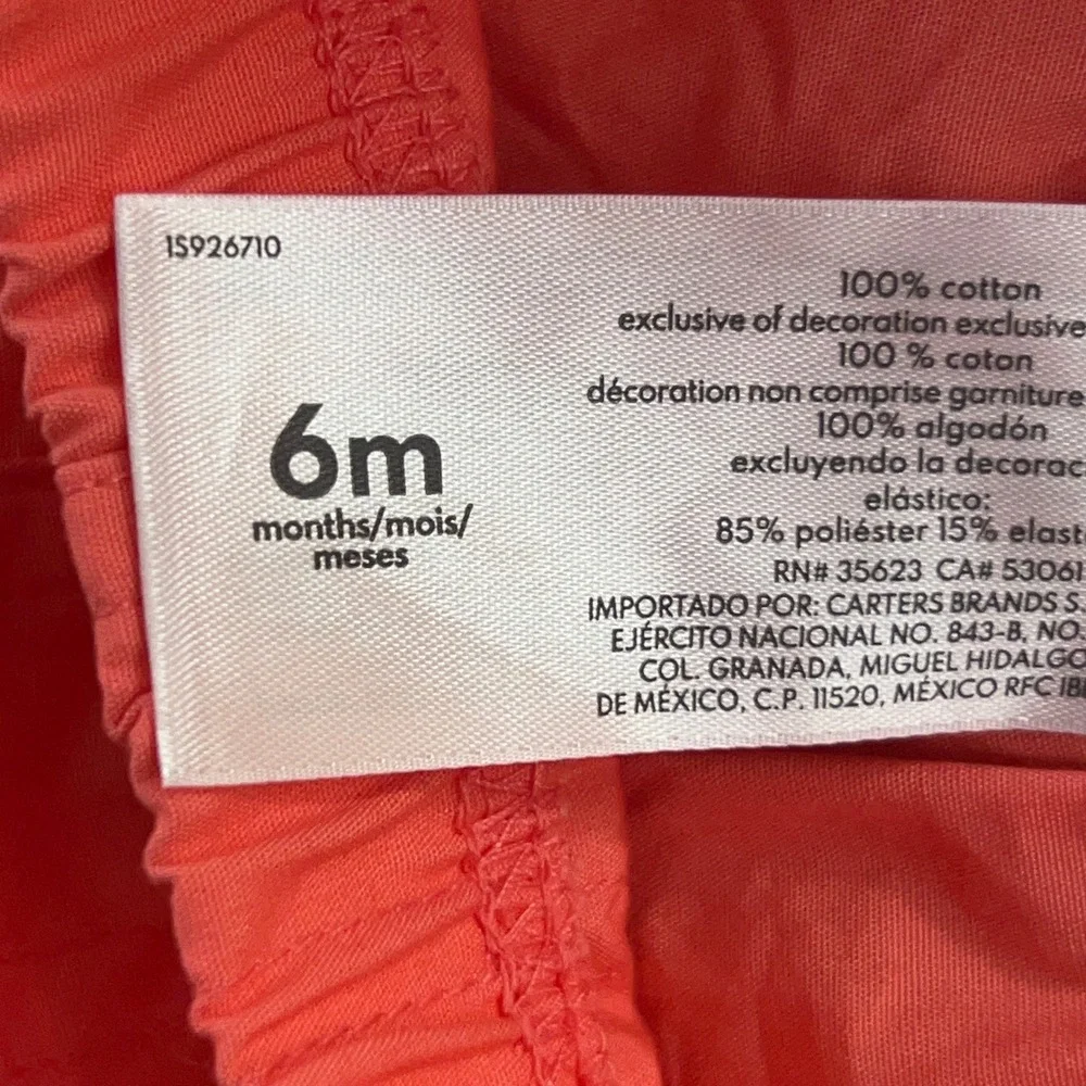 Carters Gap Baby Girls 6M Coral Pink Cotton Elastic Waist Bundle Shorts New